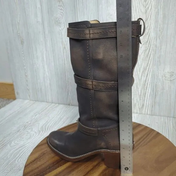 Frye Women’s 9B Western Genuine Leather 3 Strap Heeled Boots Made in Mexico