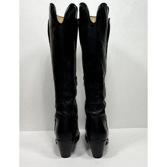 Frye 3476573 BLK Tall Black Leather Heeled Riding Boots Women’s Size 6.5 B