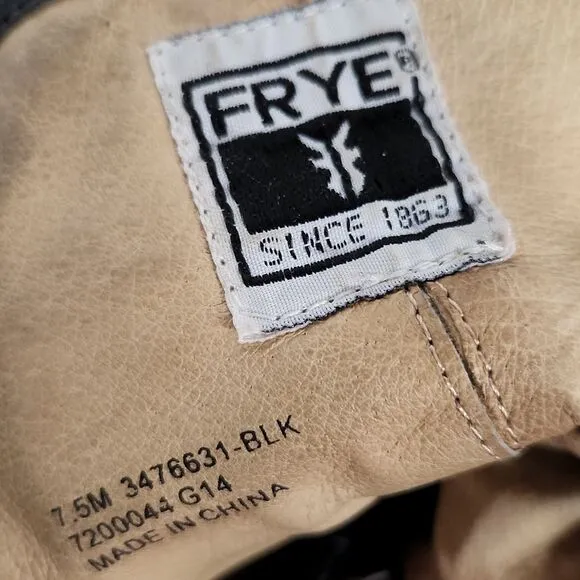 Frye Patty Black Leather Riding Heeled Boots
