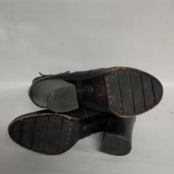 Frye Patty Black Leather Riding Heeled Boots
