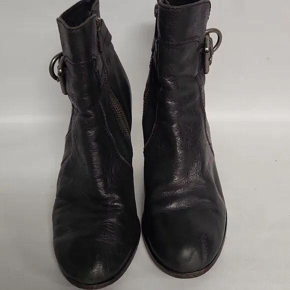 Frye Patty Black Leather Riding Heeled Boots