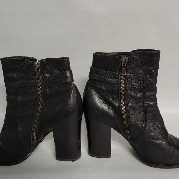 Frye Patty Black Leather Riding Heeled Boots