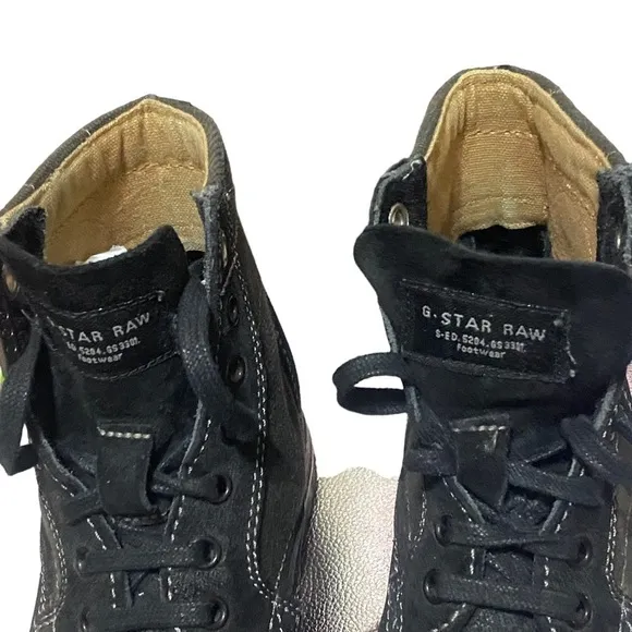 G-STAR RAW Denim &amp; Suede Leather Tie-Up Boots Mens 7 Black Style GS11036…