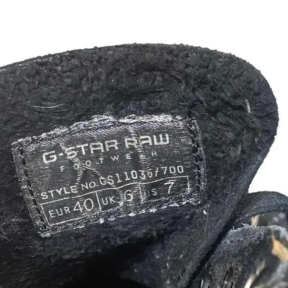 G-STAR RAW Denim &amp; Suede Leather Tie-Up Boots Mens 7 Black Style GS11036…
