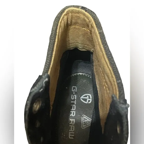 G-STAR RAW Denim &amp; Suede Leather Tie-Up Boots Mens 7 Black Style GS11036…