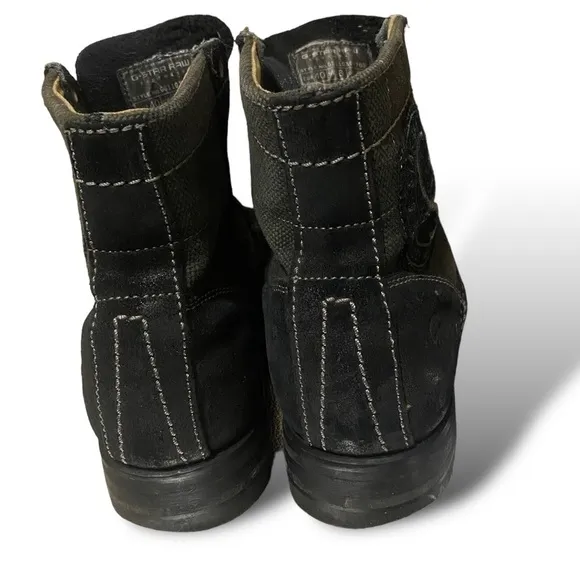 G-STAR RAW Denim &amp; Suede Leather Tie-Up Boots Mens 7 Black Style GS11036…
