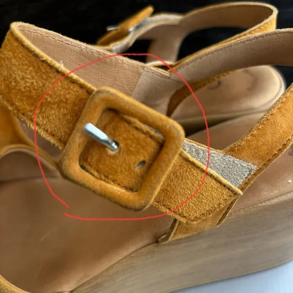 Gabor Buckle Platform Wedges in Cognac