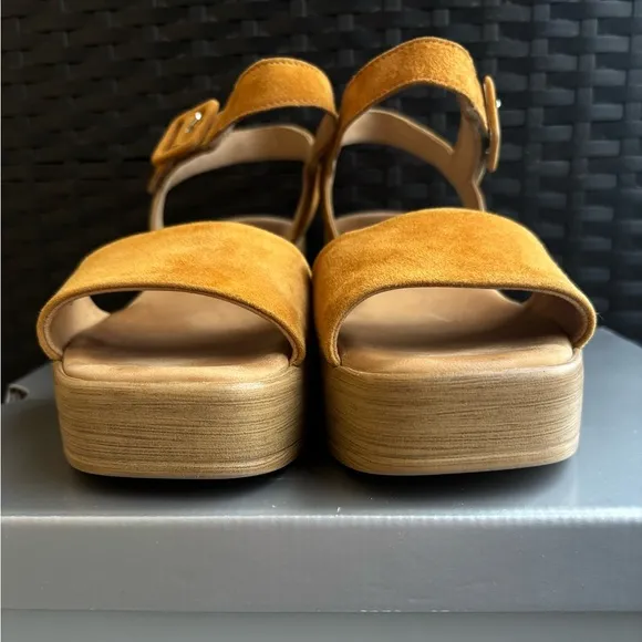 Gabor Buckle Platform Wedges in Cognac