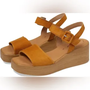 Gabor Buckle Platform Wedges in Cognac
