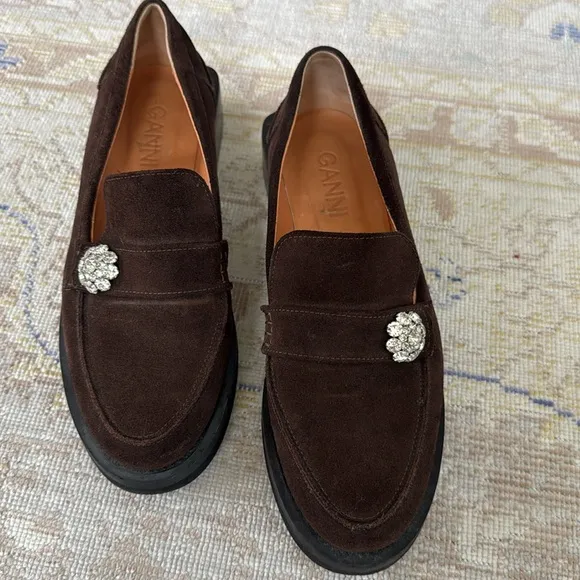 Ganni Chunky sole moccasins Brown Suede Size 38
