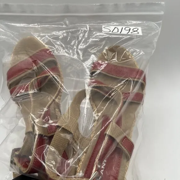 Gant Womens 8 Red Leather Espadrille Wedge Sandals Strappy Slingback Coachella