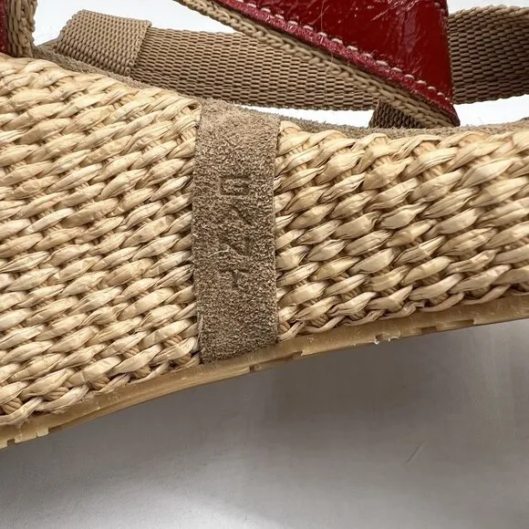 Gant Womens 8 Red Leather Espadrille Wedge Sandals Strappy Slingback Coachella