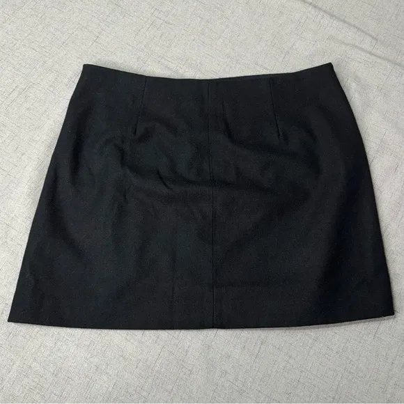 Gap Asymmetrical Zip Front Black Wool Mini Skirt 14 Nwt