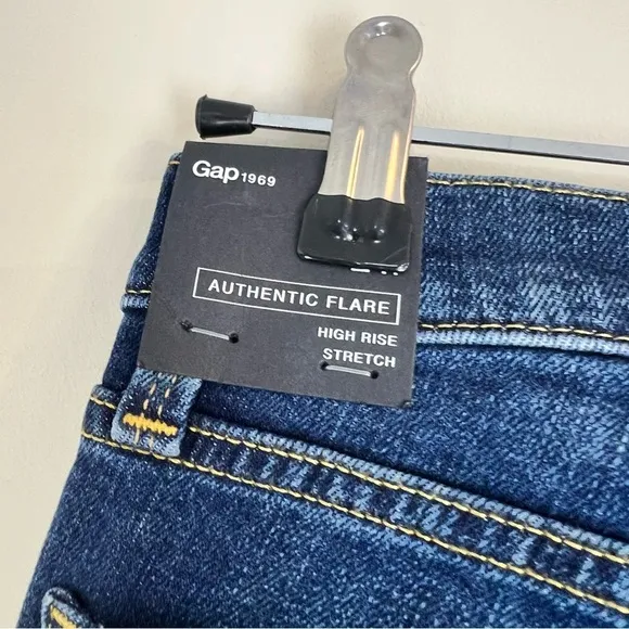 Gap Authentic Flare Leg High Rise Blue Jeans Size 24R Dark Indigo NWT