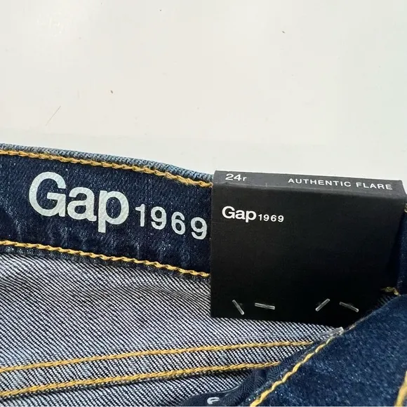 Gap Authentic Flare Leg High Rise Blue Jeans Size 24R Dark Indigo NWT