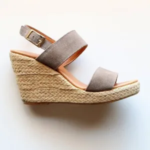 Garnet Hill Military Green Suede Leather Platform Espadrille Wedges Sandals 8
