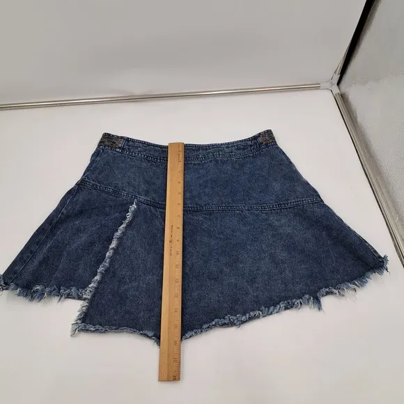 Generation K Denim Jean Y2K Raw Hem Mini Asymmetric Hem Skirt 10