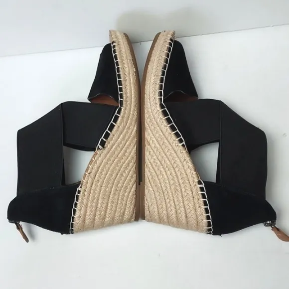 Gentle Soul Colleen Wedge Sandal Strappy Black Size 7