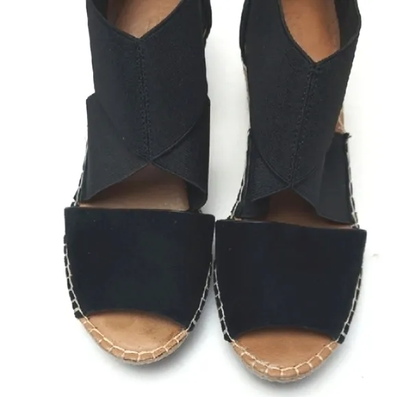 Gentle Soul Colleen Wedge Sandal Strappy Black Size 7