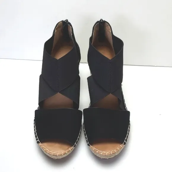Gentle Soul Colleen Wedge Sandal Strappy Black Size 7