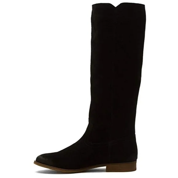 Genuine Distressed Leather Knee High Flat Boots