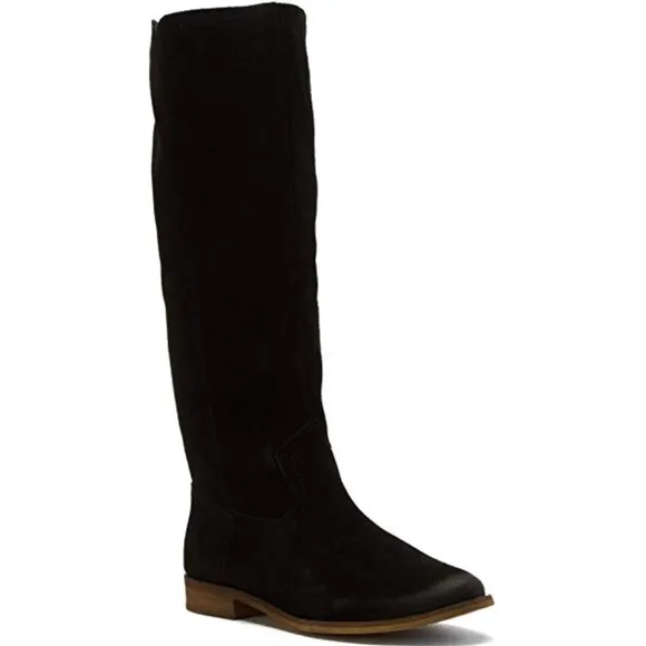 Genuine Distressed Leather Knee High Flat Boots