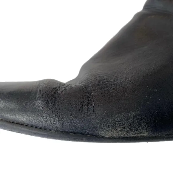 Genuine Leather Over Knee Black Boots Made in Italy Women's Size 7.5/38