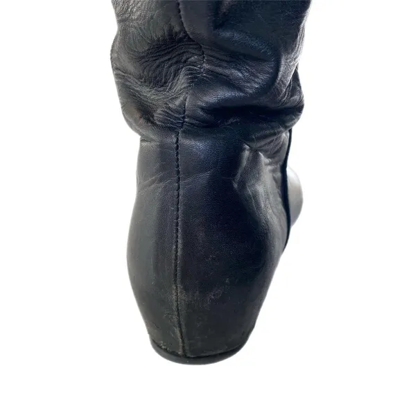 Genuine Leather Over Knee Black Boots Made in Italy Women's Size 7.5/38
