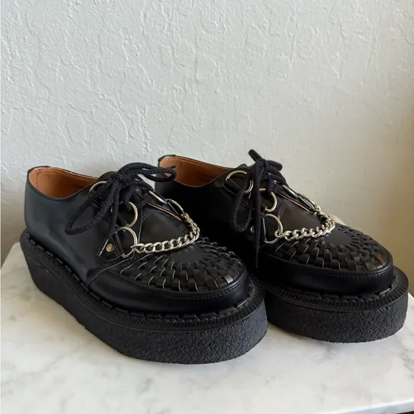 George cox Black Platform Chain Detail Women's Shoes creepers rare