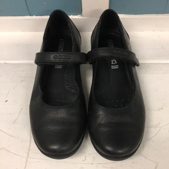 GEOX‎ Respira LEATHER BALLERINA Mary Jane FLATS Girls size 1 (32) black