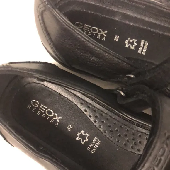 GEOX‎ Respira LEATHER BALLERINA Mary Jane FLATS Girls size 1 (32) black