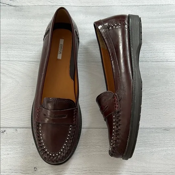 GEOX Respira Women’s Penny Loafer Flats Italian Leather Women’s Size 41 US 10