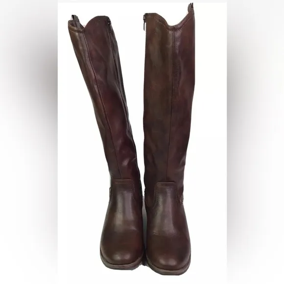 G.H Bass &amp; Co Equestrian Knee High Brown Leather Extended Calf Boots Size 6.5M