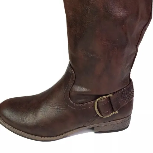 G.H Bass &amp; Co Equestrian Knee High Brown Leather Extended Calf Boots Size 6.5M