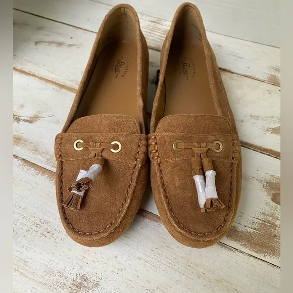 G.H. BASS Bonnie loafers honey tan suede leather sz 6.5 M NWOB moccasins slip-on