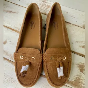 G.H. BASS Bonnie loafers honey tan suede leather sz 6.5 M NWOB moccasins slip-on