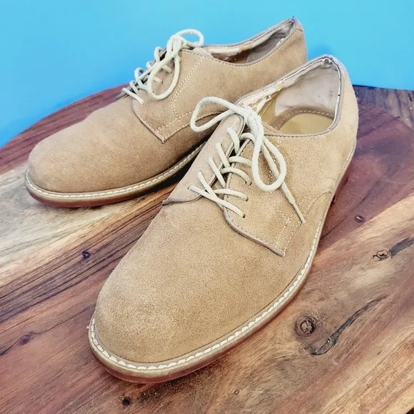 G.H. Bass Brockton Suede Bucs Red Sole Oxford Desert Tan Men's 9.5D