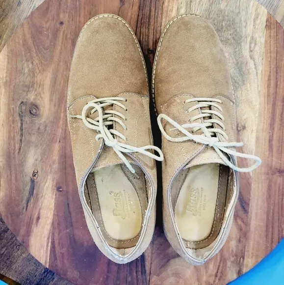 G.H. Bass Brockton Suede Bucs Red Sole Oxford Desert Tan Men's 9.5D