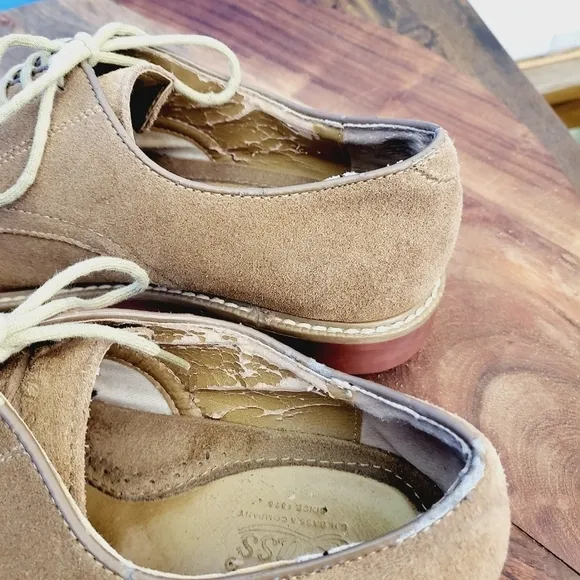 G.H. Bass Brockton Suede Bucs Red Sole Oxford Desert Tan Men's 9.5D