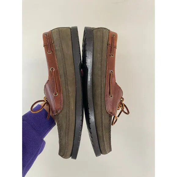 GH Bass Co Boat Dock Shoes Men's Size 10.5 Leather Slip-On Lace Up R482 2 Eyelet