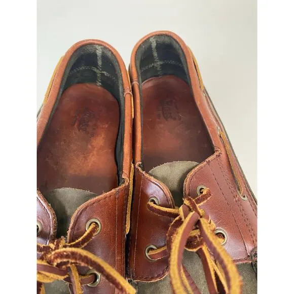 GH Bass Co Boat Dock Shoes Men's Size 10.5 Leather Slip-On Lace Up R482 2 Eyelet