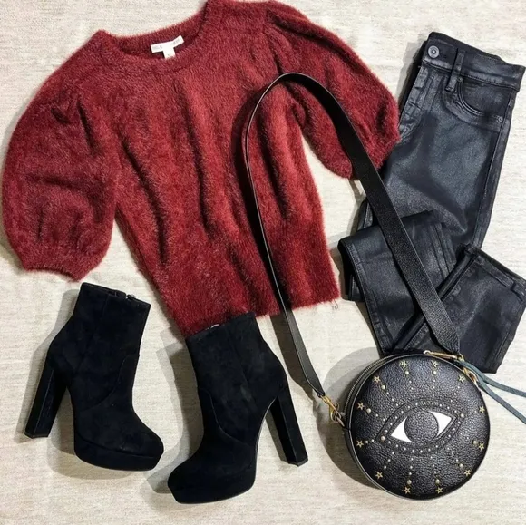 Gianni Bini Black suede Heeled Platform  Anckle Boots