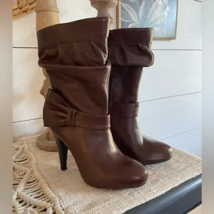 Gianni Bini Brown Heeled Boots With Bow Size 7.5