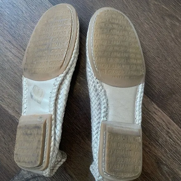 Giorgio Armani Gold Woven Leather Flats IT 36.5 US 6