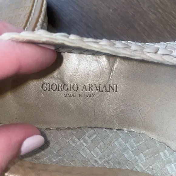Giorgio Armani Gold Woven Leather Flats IT 36.5 US 6