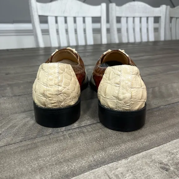 Giorgio Brutini Two Tone Square Toe Ostrich And Crocodile Leather Shoes Sz 10