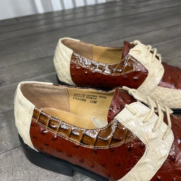 Giorgio Brutini Two Tone Square Toe Ostrich And Crocodile Leather Shoes Sz 10