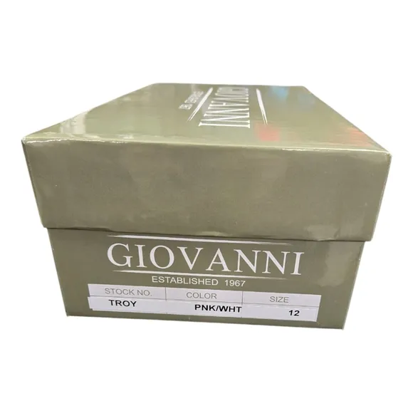 GIOVANNI MEN'S PINK/ WHITE LEATHER WING TIP DRESS SHOE. TROY.