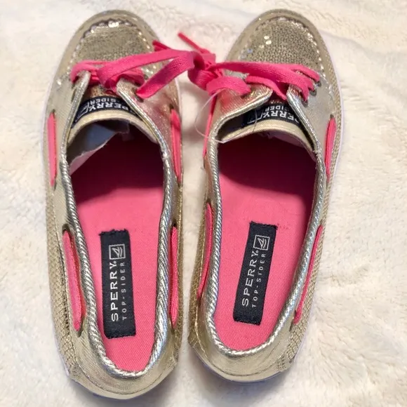🆕Girl’s Sperry Gold Top Sider Boat Shoes