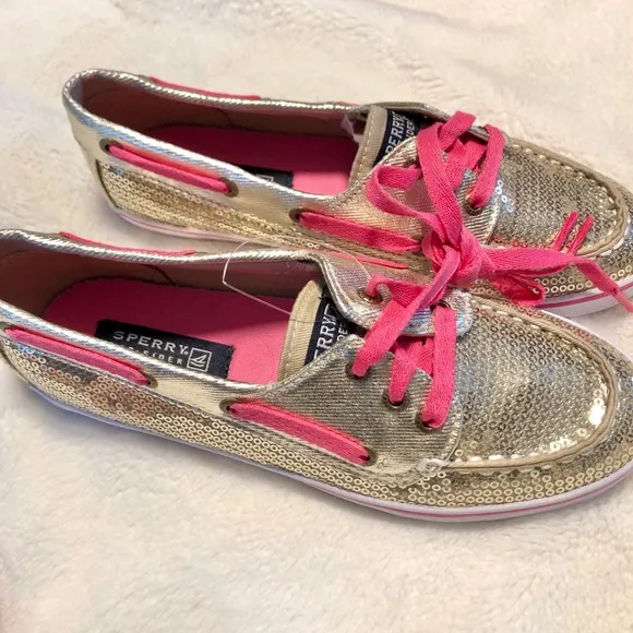 🆕Girl’s Sperry Gold Top Sider Boat Shoes
